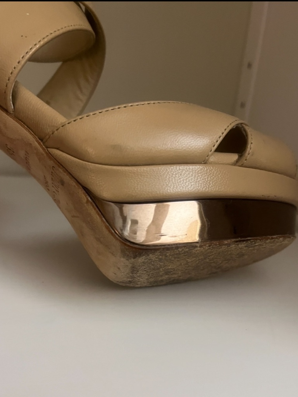 Jimmy Choo Kuki Nude Leather Strappy Platform Stiletto Sandals - Picture 7 of 16